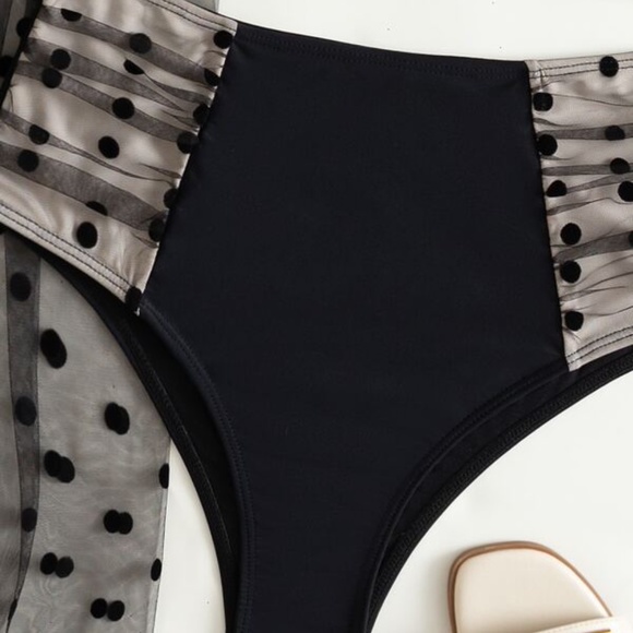 Rust brown Polka Dot Bikini Skirt Beach Swim Set - Picture 6 of 11